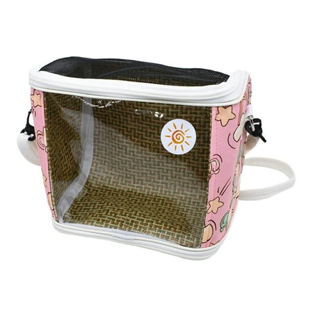 FITYLE Bird Carrier Crossbody Bag Visible Window Small Animals Shoulder Bag Travel Parrot Cage for Hiking Picnic Outdoor Use Camping pink