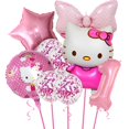 thumbnail image 2 of Juego de 9 globos de Hello Kitty de Sanrio con dibujos de gatos, globos de aluminio con números de 32 pulgadas para decoración de fiestas de cumpleaños de niñas, suministros para baby shower, 2 of 5