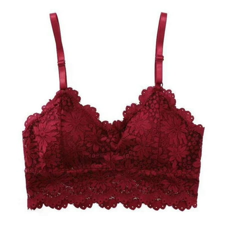 

Promotion Clearance! Solid Lace Embroidery Bras Women Floral Sexy Hollow Out Underwear Seamless Lingerie Removable Padded Brassiere Bra Top Lace Top Red