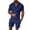 Navy*, variant on RUTAYY Men's Outfits Casual Solid Color 2 Piece Turndown Collar Zipper Short Sleeve Tops Drawstring Shorts Elegant Holiday Clothing Sets