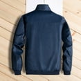 thumbnail image 3 of MRULIC Jackets for men Father's Solid Sports Flight Jacket Outdoor Zipper Stand Collar Plaid Lining Cardigan With Pockets Men's CoatMen's Casual Jackets Dark blue + 3XL, 3 of 9
