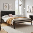 thumbnail image 1 of Base de Cama Matrimonial con Espacio de Almacenamiento Debajo de La Cama, Base de Colchón con Cabecera de Tela, Sin Ruido, No Necesita Somier, Fácil Montaje, Color Negro, 1 of 2
