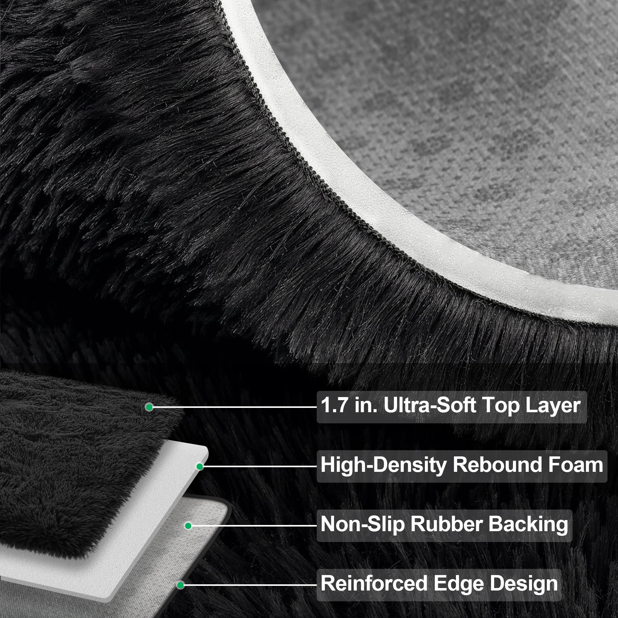 Lalado 8ft x 10ft Area Rug, Soft Fluffy Indoor Shag Area Rugs for Living Room Bedroom Decor Carpet, Black