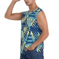 thumbnail image 3 of Bingfone Hawaiian Style Pattern Men's Tank Tops Workout Sleeveless Tee Shirts Running Beach Tanks for Men-Small, 3 of 7