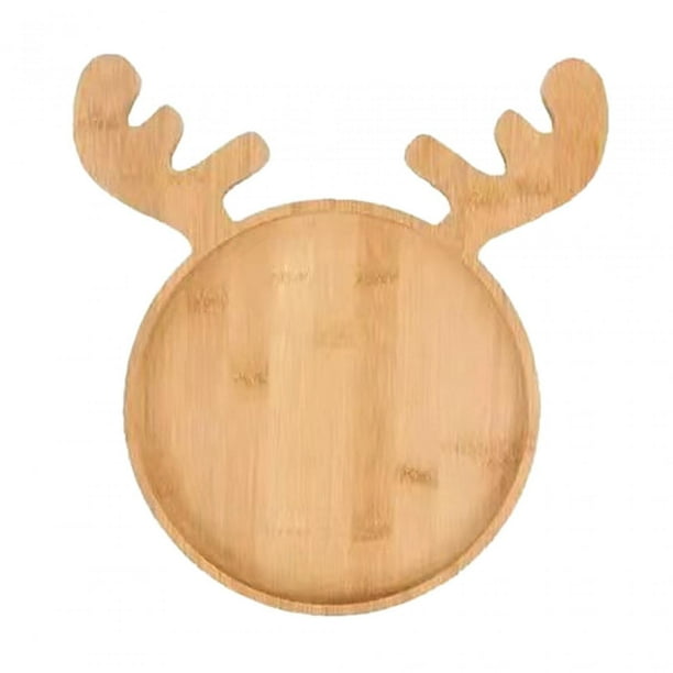 Bandeja de madera para servir, plato de comida de madera, decoración navideña, centro de mesa, organizador rústico Alce