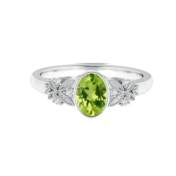 Oval 3 Ctw Peridot Gemstone Bezel Set 925 Sterling Silver Women Wedding Ring