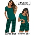 thumbnail image 3 of Ekouaer 3 PCS Capri Pajamas for Women Set Short Sleeve Pajama Sets Floral Pj Sets Soft Sleepwear with Pockets, 3 of 7