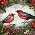thumbnail image 6 of BANET Red White Christmas Tablecloth Round Xmas Birds Snowflake Washable Wrinkle Stain-Resistant Polyester Table Cloth Indoor Winter Decorations for Home Kitchen Dinning Party Holiday 31"-35, 6 of 8