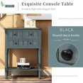 thumbnail image 4 of Green Narrow Console Table, 23.7" Solid Wood Slim Sofa Side Table, with 3 Storage Drawers & Bottom Shelf, Exquisite Accent Table, Ideal for Narrow Spaces, Living Room Hallway Storage Desk, 4 of 7