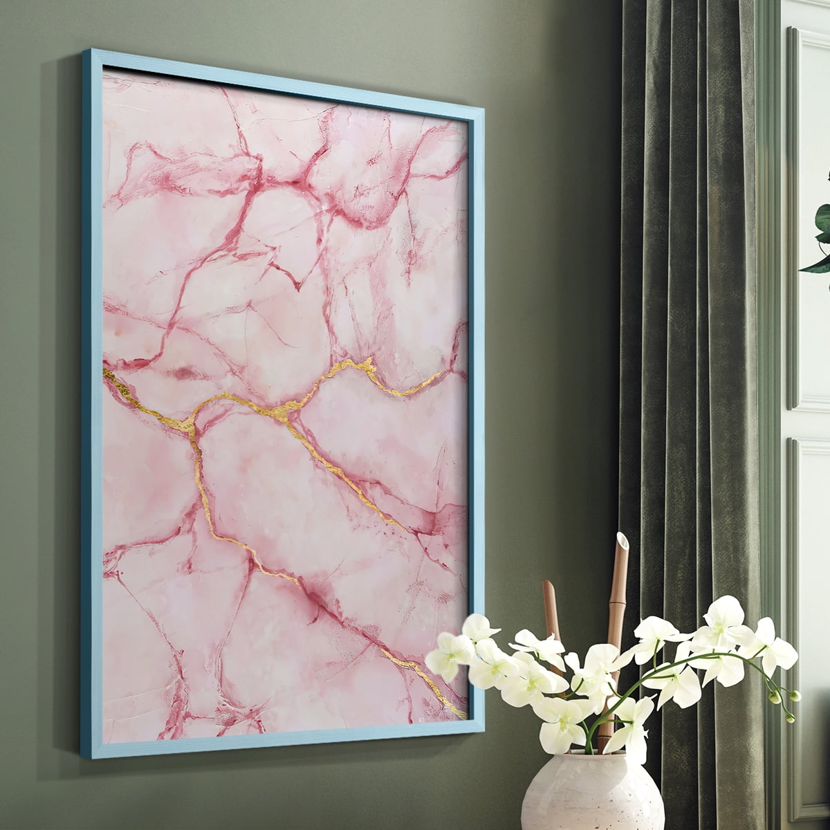Rose Marble II in Blue Solid Wood 8 x 10 Framed Print