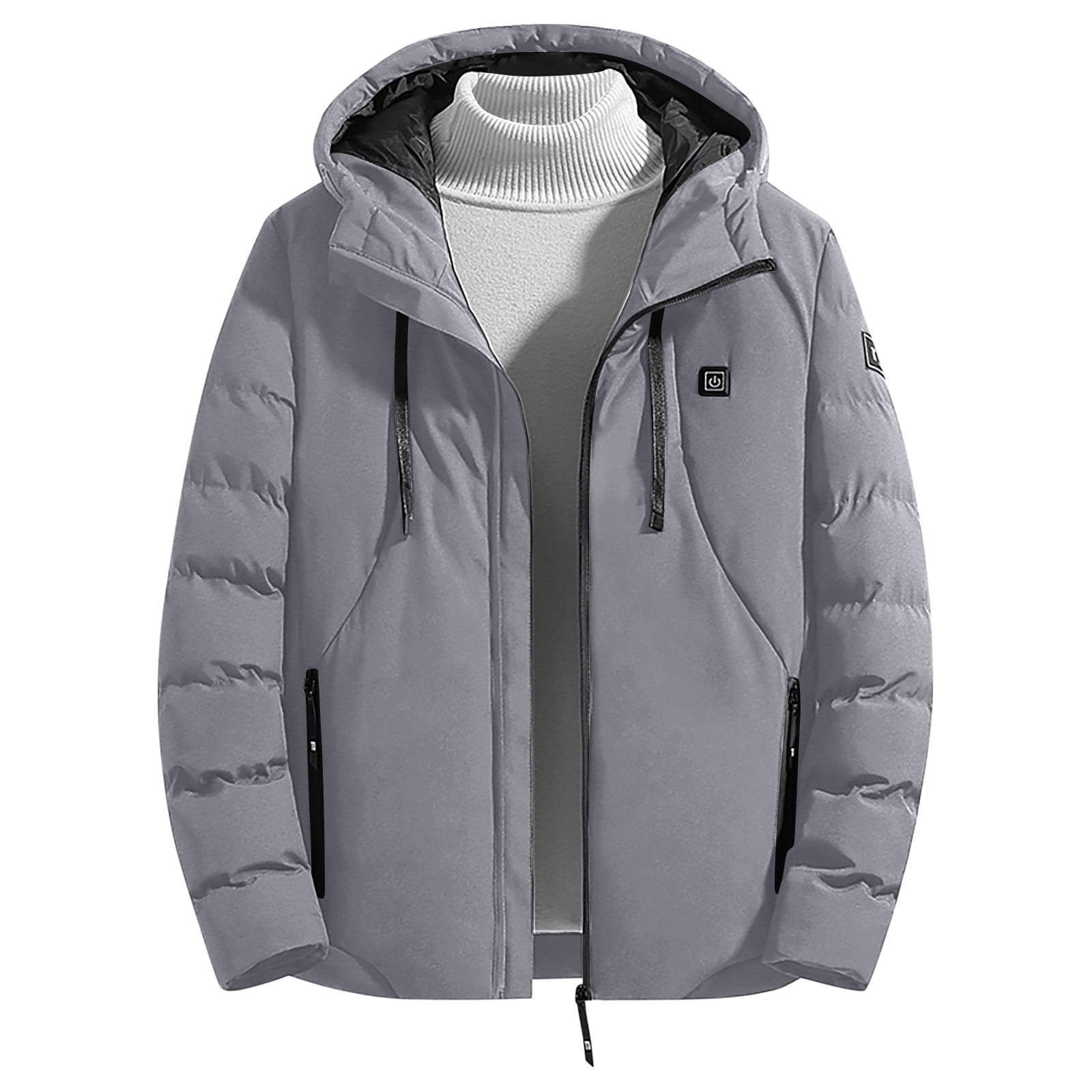 ZRGHAOYLQ Heated Jackets Men Women Waterproof Outdoor Hiking Outerwear 15 Heating Area Electric Heated Jacket Skiing Thermal Hooded Heated Clothing Solid Color Full Zip Winter Coats with Hood