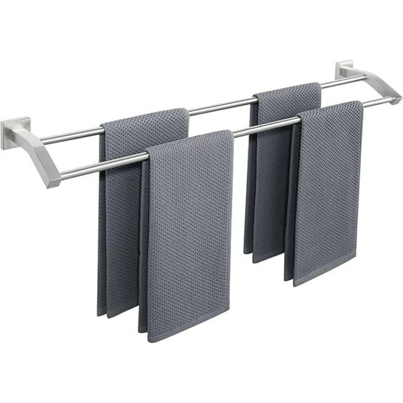 Double Bath Towel Bars Towel Racks for Bathroom,Wall Mount Towel Holder Heavy Duty SUS304 Stainless Steel Towel Hanger Towel Rail,Brushed Nickel 32 Inch