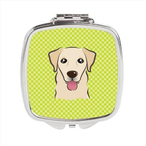 Checkerboard Lime Green Golden Retriever Compact Mirror