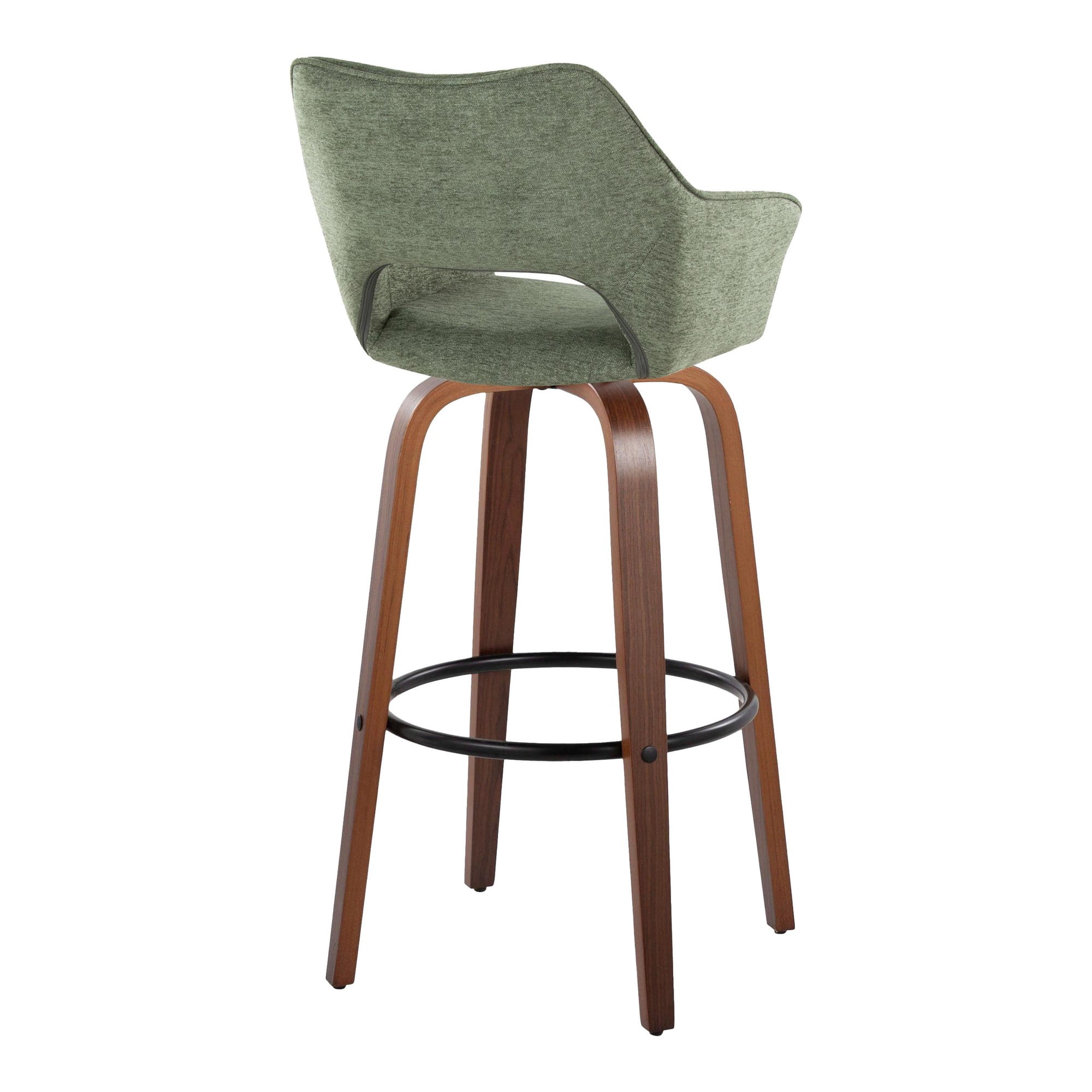 Mustang 30" Fixed-Height Barstool Set of 2, Bar Stools Swivel, Bar Chairs, Swivel Bar Stools Set of 2 with Back, Bar Stools for Kitchen Island (Green Fabric)