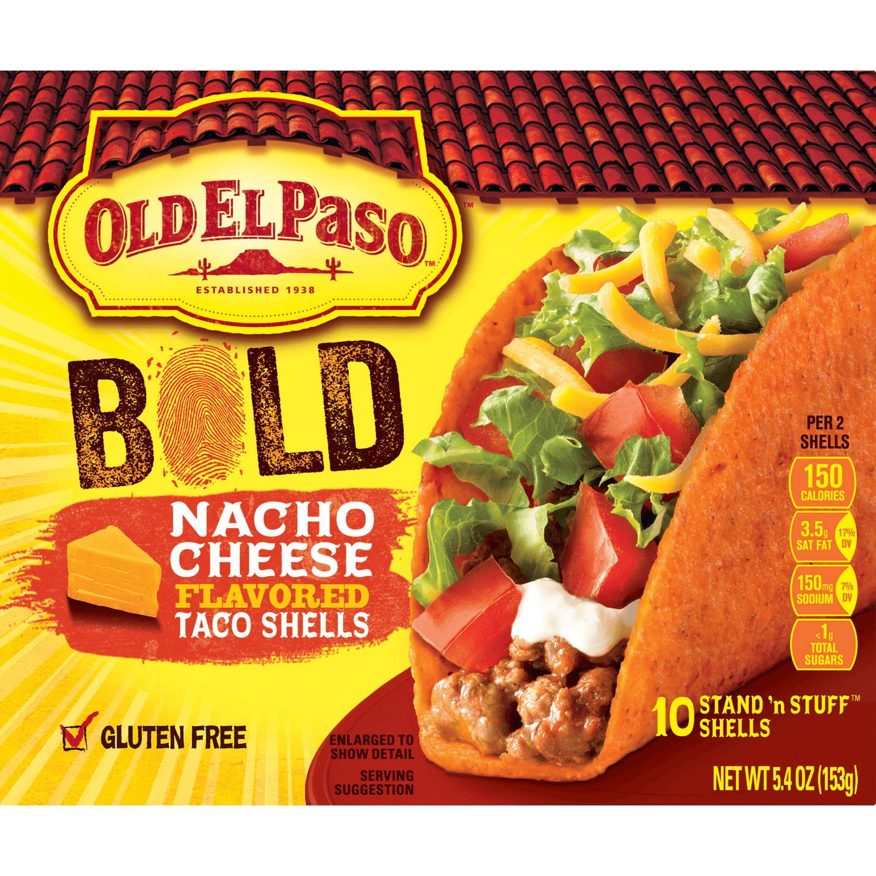 Old El Paso Gluten Free Nacho Stand N Stuff Bold Taco Shells 5 4 Oz 10 Ct Walmart Com Walmart Com