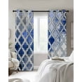 thumbnail image 3 of Blue Morocco Blackout Curtains 39 Inches Long for Bedroom, Vintage Graffiti Paint Art Boho Dappled Thermal Insulated Room Darkening Black Out Window Curtain Panels Grommet Drapes for Living Room, 3 of 8