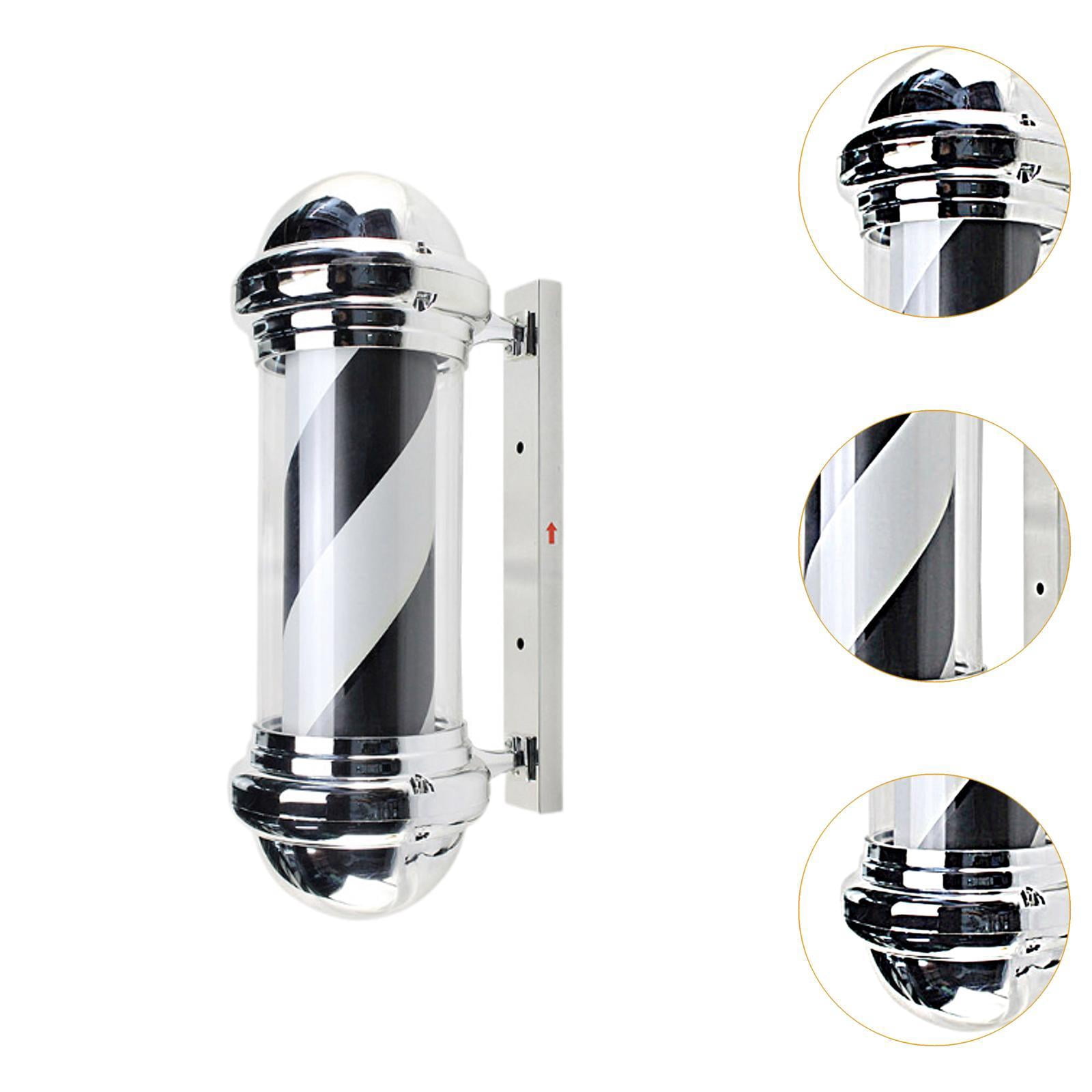 TOOYFUL Barber Pole Light Hair Salon Signage Light Sturdy,Waterproof,Salon Open Sign Light Salon Rotating Light for Indoor Hair Salon Black White