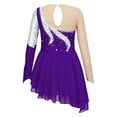 thumbnail image 2 of TiaoBug Kids Girls Sequin Mesh Spliced Ballet Figure Ice Skating Leotard Dress Purple 14, 2 of 4