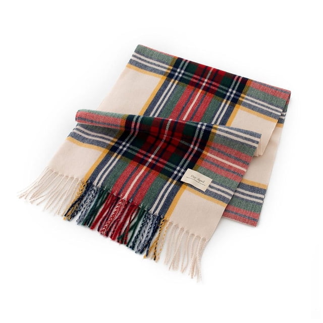LUVCLS Bufanda de cuadros rojos navideños, bufanda versátil de invierno, chal cálido para mujer