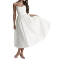 thumbnail image 2 of Fortune Robe Midi Trapèze pour Femme, Couleur Unie, Bretelles Spaghetti, Robes de Plage, 2 of 8