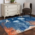 thumbnail image 4 of Summer Ocean Washable Area Rugs 2.7'x5', Coastal Jellyfish Orange Corals Shells Dark Blue Low Pile Throw Living Room Rug Non-Slip Sturdy Edge Binding Carpet for Indoor Entryway Bedside Kitchen, 4 of 9