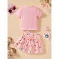 thumbnail image 3 of Sytepopcy Little Girl Outfits Unicorn Short Sleeve Top Skirt Two Piece Summer Outfits Kids Casual School Clothes for Girls 8T/1937, 3 of 7