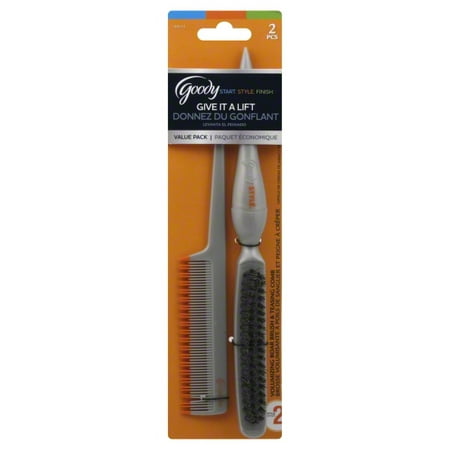 Goody Amp It Up Teasing Comb & Brush, Hair Teasing Set, 2 (Best Brush For Damaged Hair)
