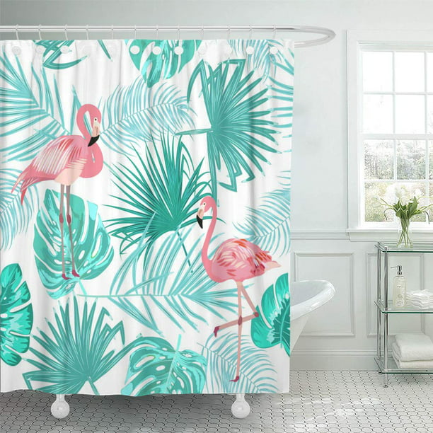 CYNLON Tropical Leaves Flamingo and Flowers Seamless Pattern Bright Print  for Bathroom Decor Bath Shower Curtain 60x72 inch - Walmart.com