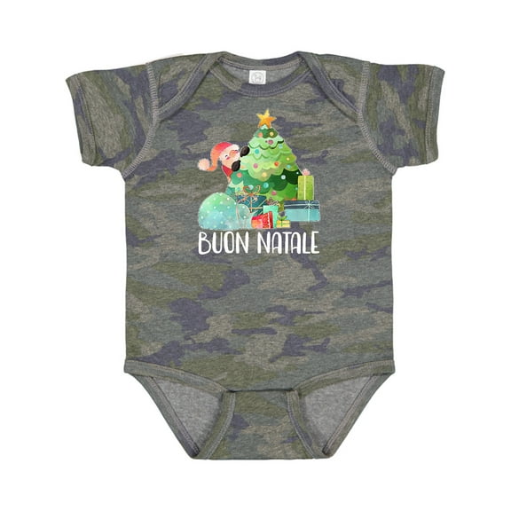 Inktastic Buon Natale Cute Santa and Christmas Tree Boys or Girls Baby Bodysuit