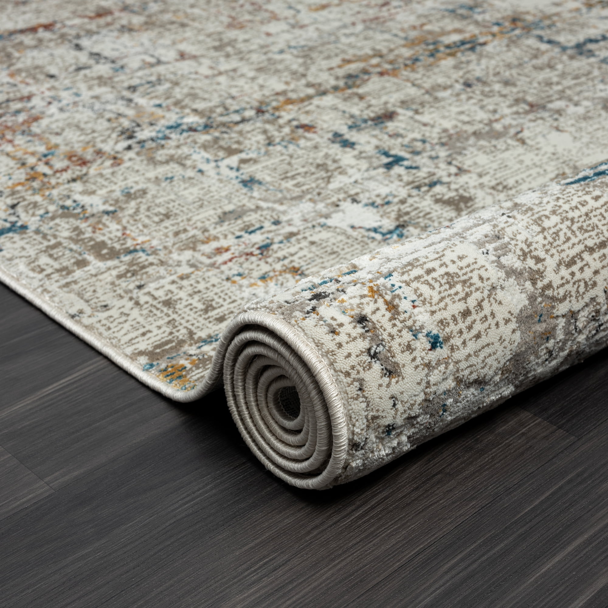 Harlow Hill Claire Gray/Multi Abstract Polyester Blend Indoor Area Rug9' x 12'6"