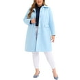 thumbnail image 2 of Agnes Orinda Women's Plus Size Coats Peter Pan Collar Single Breasted With Pockets Trench Winter Long Peacoat 3X Blue, 2 of 6