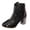 Black, variant on Transparent Flower Lace High Heels Dressy Boots for Women Ladies All Season Fashion Mesh Leather Patchwork Pointed Toe Chunky Block Pumps Dress Ankle Booties with Back Zipper Black Size 9