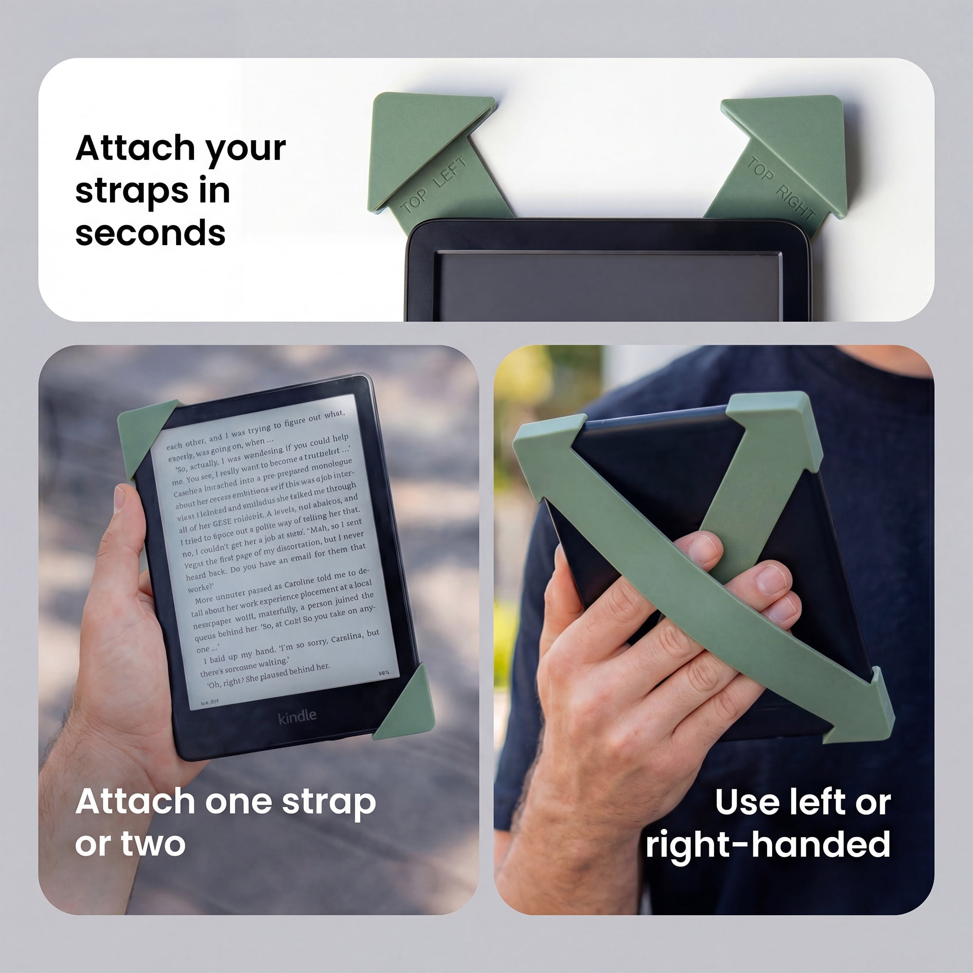Strapsicle E-reader Cross Straps for Select Kindle and Kobo Devices, Large (Bondi Blue)