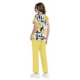 thumbnail image 4 of WTOBBY Women's Plus Size Short Sleeve Printed Scrubs Set with Pockets, V-Neck, Animal Floral Theme, 2-Piece Nursing Uniform, Medical Workwear for Caregivers,Yellow XL, 4 of 6