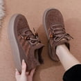 thumbnail image 3 of Winter Warm Casual Shoes for Women Breathable Platform Non Slip Outdoor Walking Shoes Fleece Lined Lace Up Short Boots Brown Size 4.5, 3 of 8
