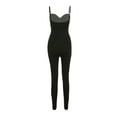 thumbnail image 5 of KOMOO Women Halter Bodysuit Spaghetti Strap Sleeveless Low Cut Bodycon Playsuits Plus Size, 5 of 9