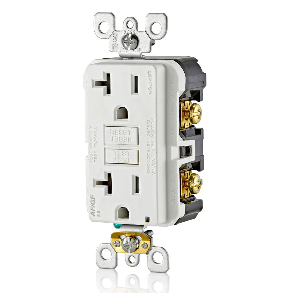 Leviton 3809514 20A, 125V 5-20R Decora AFCI & GFCI Dual Function Outlet, White