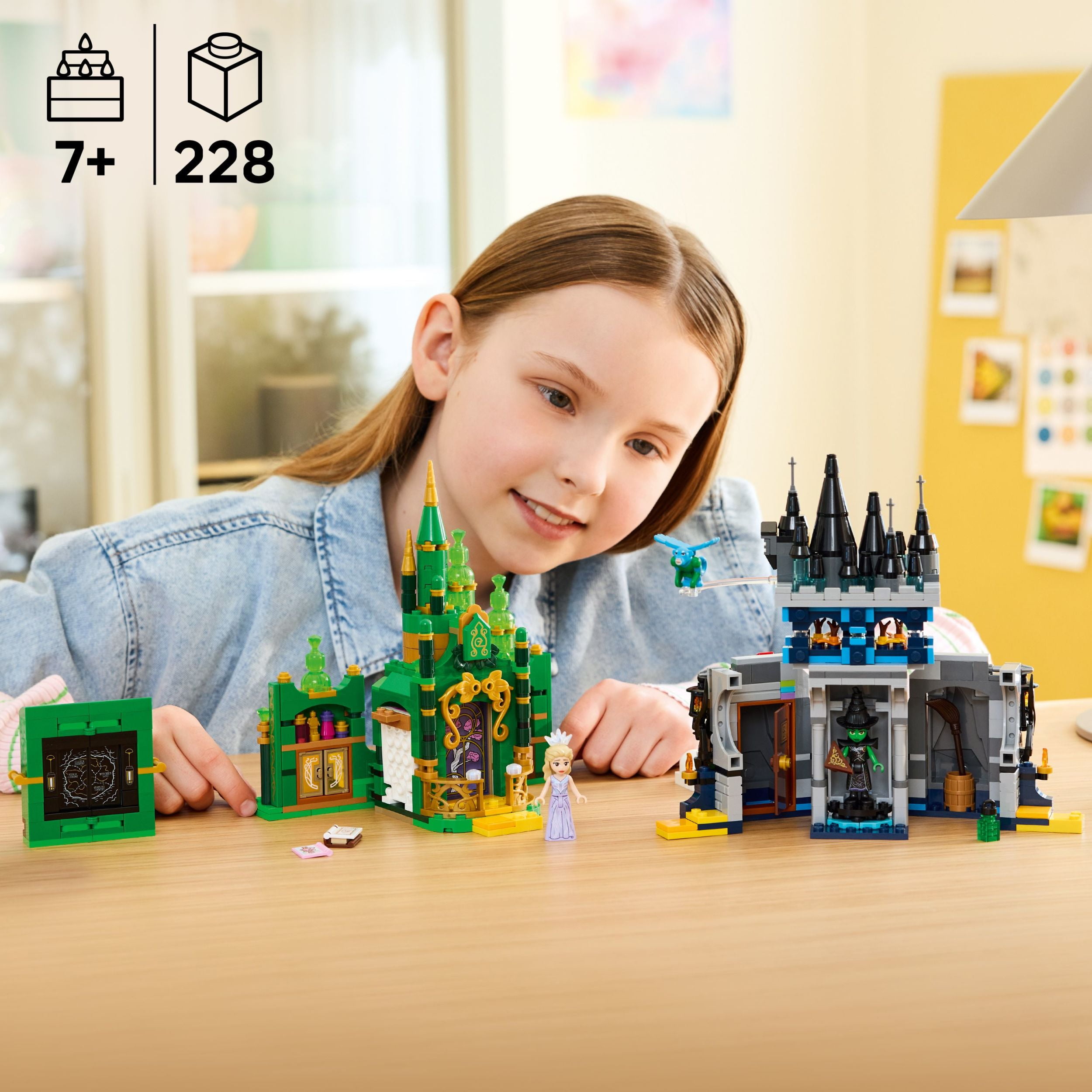 LEGO Wicked Emerald City & Kiamo Ko Castle Building Toy - Elphaba & Glinda Toy Figures, 2 Buildable Playsets, & Flying Monkey Minifigure for Kids, Ages 9+ - Wicked Merch Gift for Girls & Boys - 75689