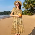 thumbnail image 4 of Easygdp Old Vintage Map Of Sea para Vestido Transpirable de Mujer, Vestido Suelto de Manga Corta con Pliegues y Bolsillos para el Verano, 4 of 6