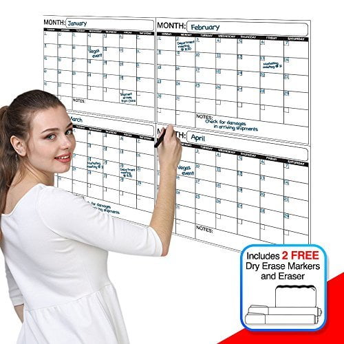 Jumbo Laminated Dry Erase Or Wet Erase 4 Month Quarterly Wall Calendar Jumbo Laminated Dry Erase Or Wet Erase 4 Month Quarterly Wall Calendar
