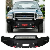 Vijay Compatible with 2000-2001-2002-2003-2004 Ford Excursion Front Bumper Textured Black Steel with Lights and D-rings
