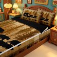 thumbnail image 3 of meiyoeat Safari Animal Bear Zipper Twin Comforter Sets with Fitted Sheet and 2 Pillowcases For Kids,Vintage Farmhouse Lodge Zipper Bedding Set For Boys,Black Reversible,4-Piece, 3 of 7