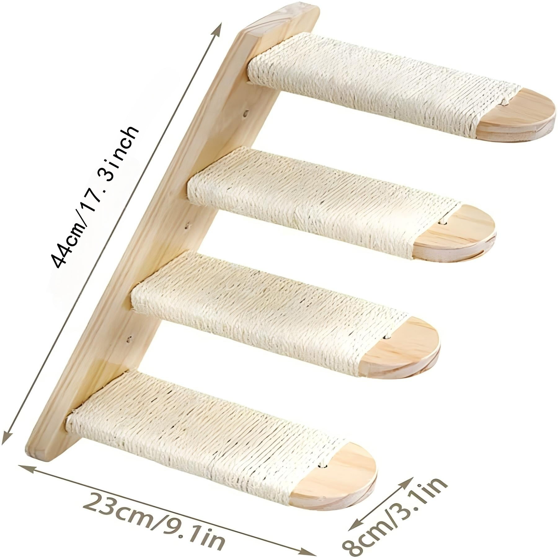Wooden Wall Mounted Cat Perch with Scratching Rope, Reversible Play Shelf (1 Pack)