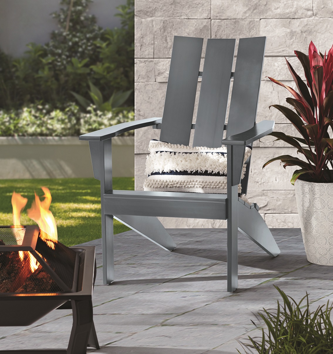 Mainstays Wood Outdoor Modern Adirondack Chair, Grey