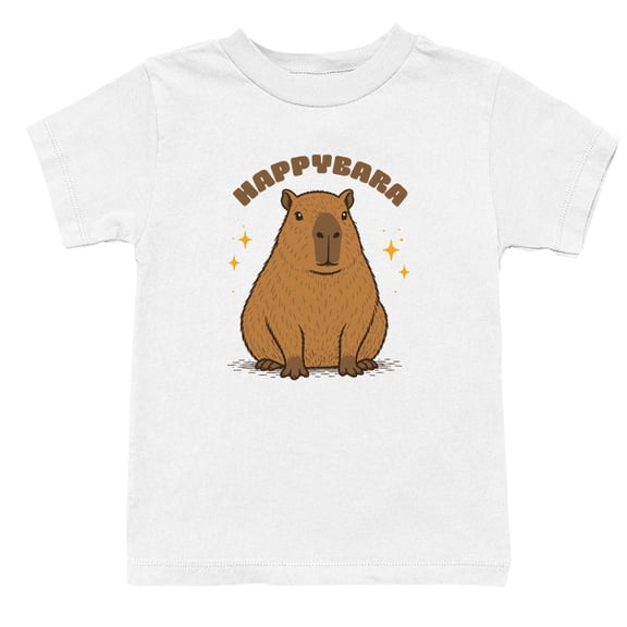 Smartprints Happybara Capybara Illustration Youth T-Shirt White, Cotton, XS