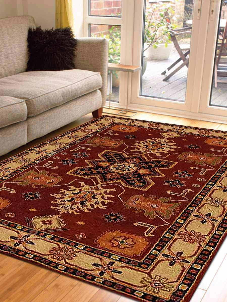 Rugsotic Carpets Hand Tufted Wool 6'x6' Square Area Rug Floral Red