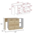 thumbnail image 3 of FM FURNITURE Norwalk 2-Piece Modern Engineered Wood Kitchen Set in White/Oak, 3 of 8