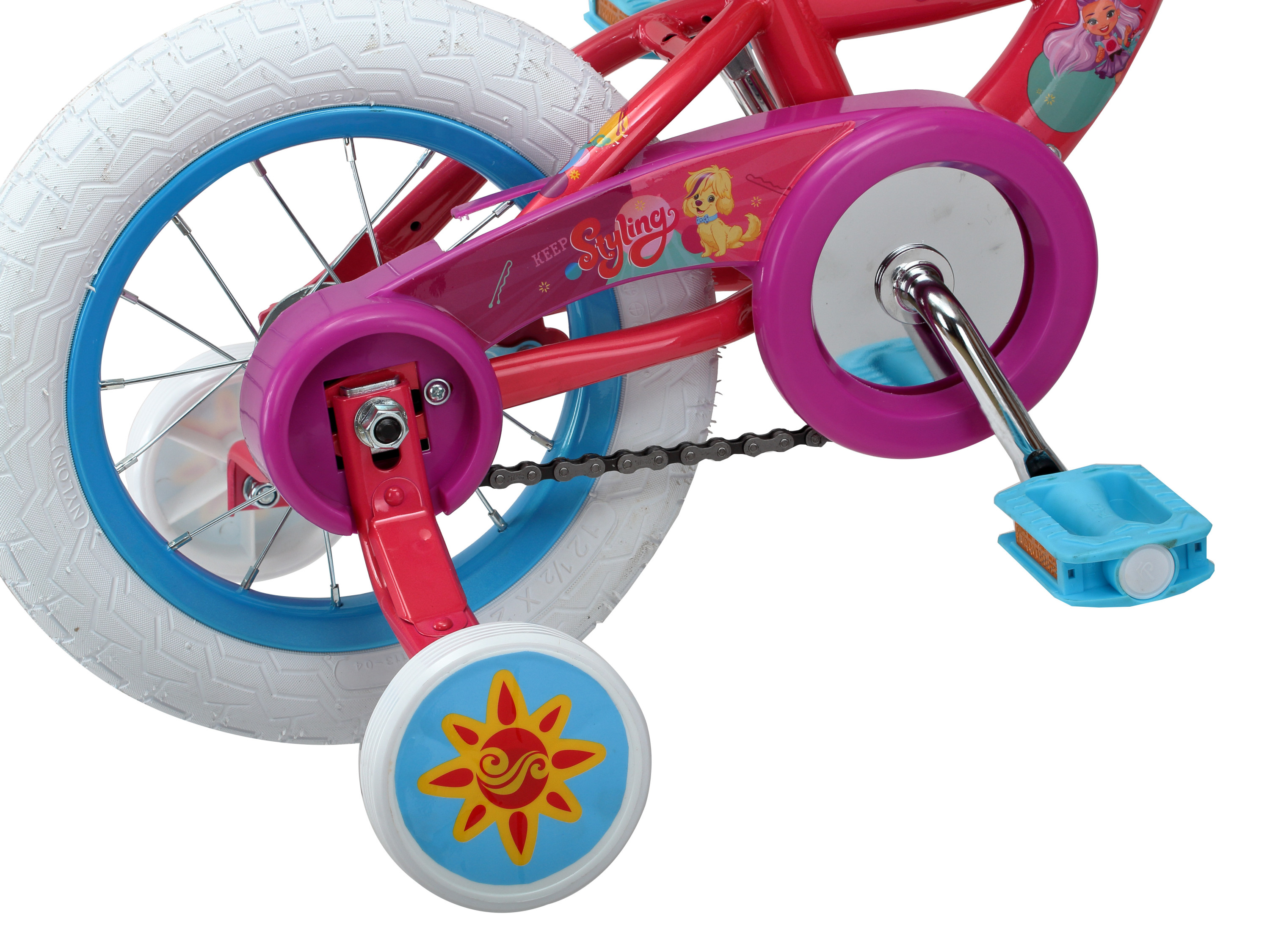 Nickelodeon Sunny Day kids bike, 12-inch wheels, training wheels, Girls, Boys, Pink - image 5 of 5