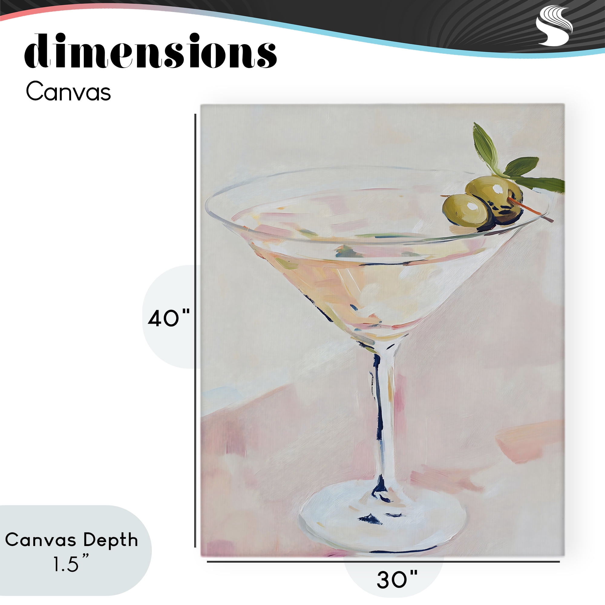 Stupell Industries Pastel Martini with Olive Garnish Canvas Wall Art, design by The Prints Vibe