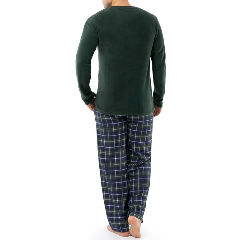 Fruit Of The Loom Men s Long Sleeve Microfleece Top and Flannel Pajama Pant Set Walmart